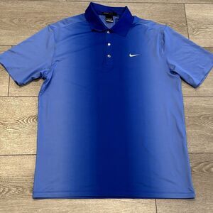 Nike Tiger Woods Collection Golf Polo Mens Medium Blue Dri-fit Shirt Preppy